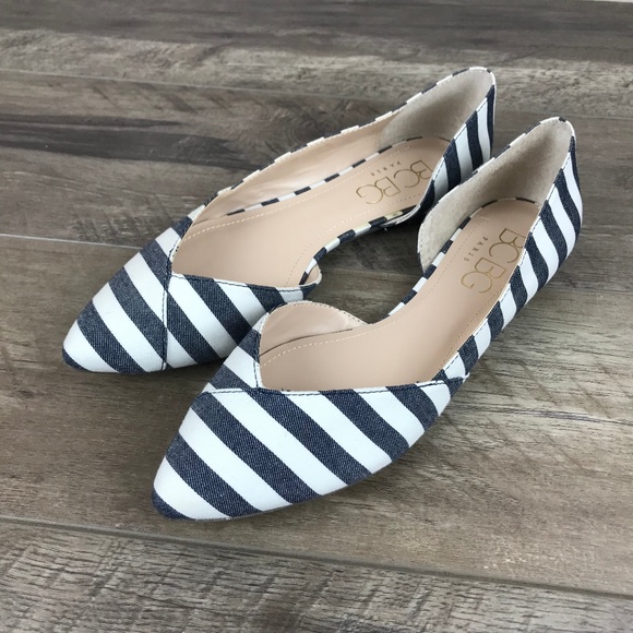 BCBG Paris Shoes - BCBG Paris Annya Striped Pointed Ballet Flats Sz 9